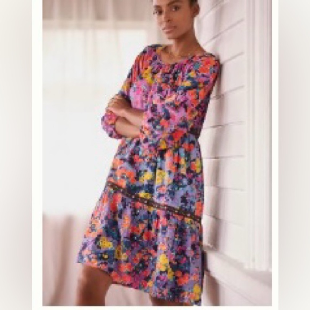 AnthropologieTiered Pull Sleeved Dress Sz: S